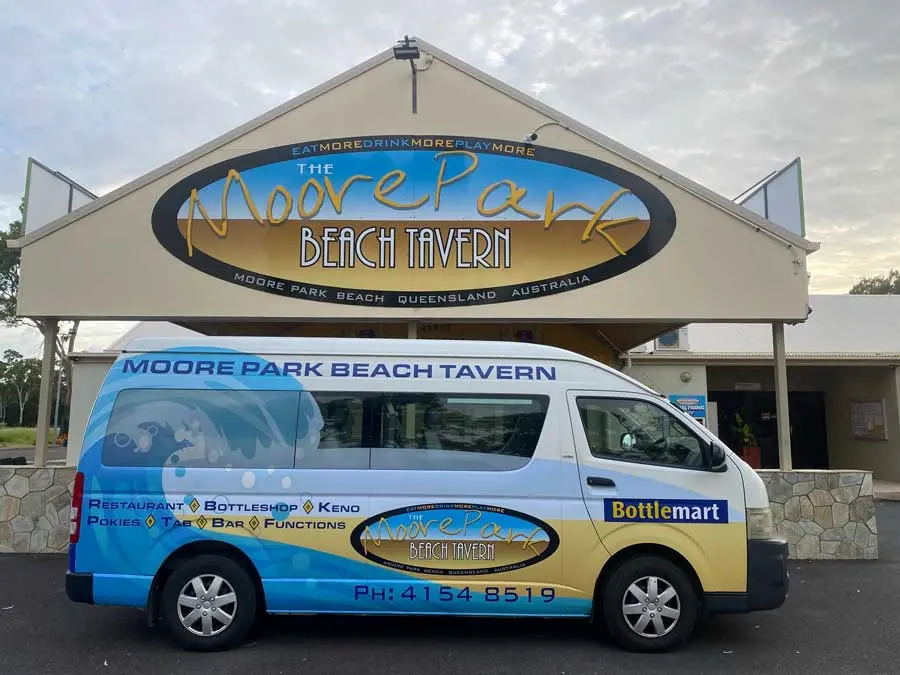 Moore Park Beach Tavern exterior and courtesy bus